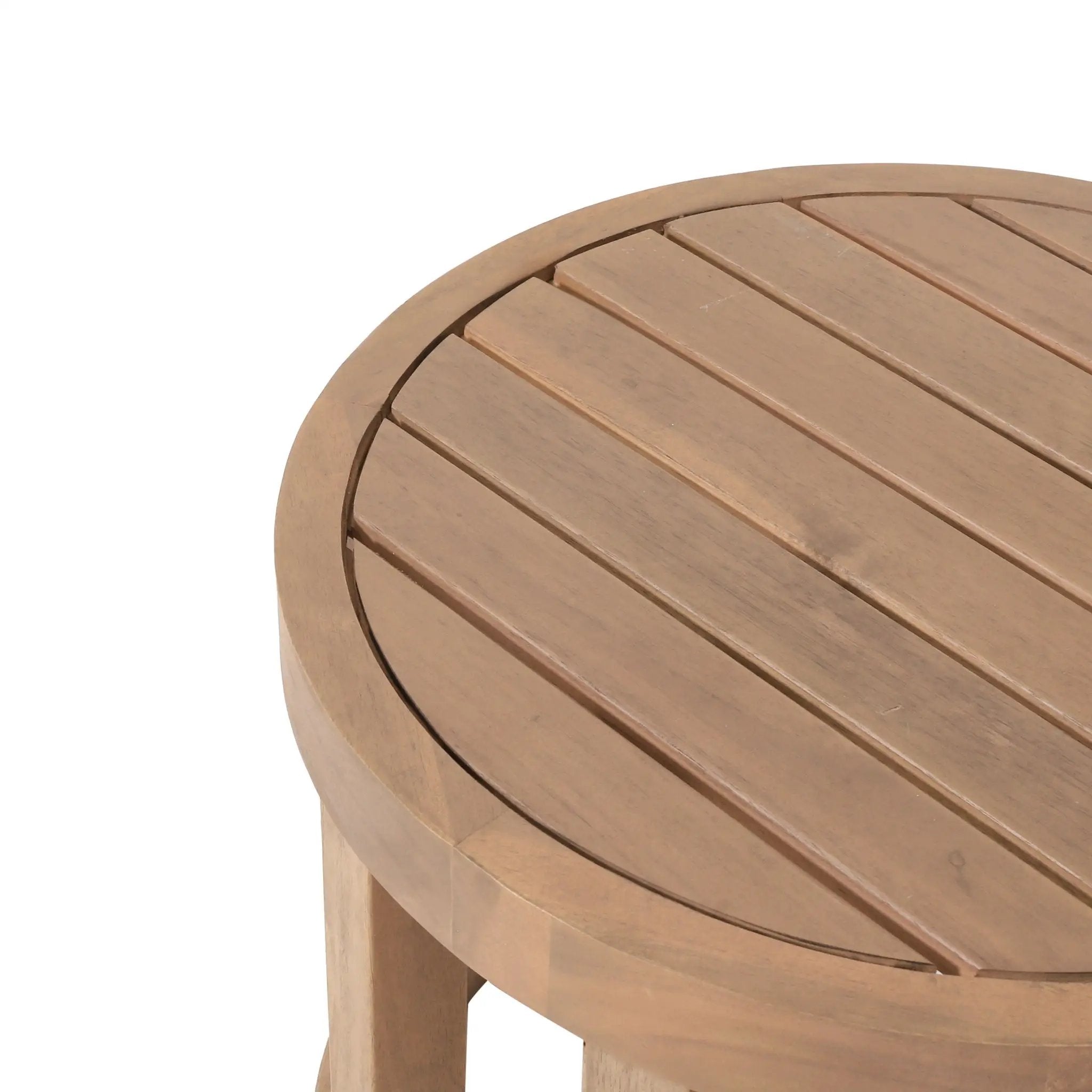 Outdoor Acacia Wood Side Table, Solid Side Table For Patio, Pool, Porch - Brown Wash by HouseOfZazla