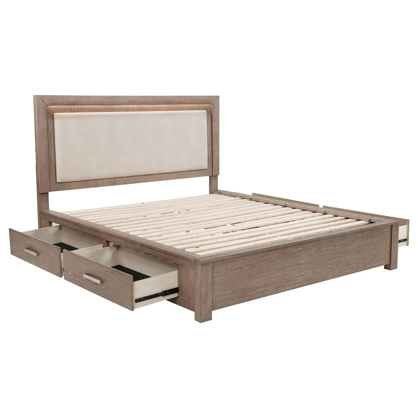 Gibbons - LED Storage Bed With Upholstered Headboard by HouseOfZazla