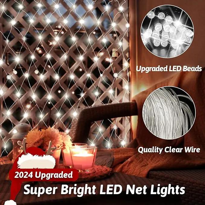 JXLEDAYY Christmas Net Lights Outdoor 200 LED 9.8x6.6 FT Mesh Lights for Bush Waterproof Fairy String Lights Plug in with Remote Timer 8 Modes for Garden Yard Bush Tree Patio Decor-Cool White by GreenHaven Gardens