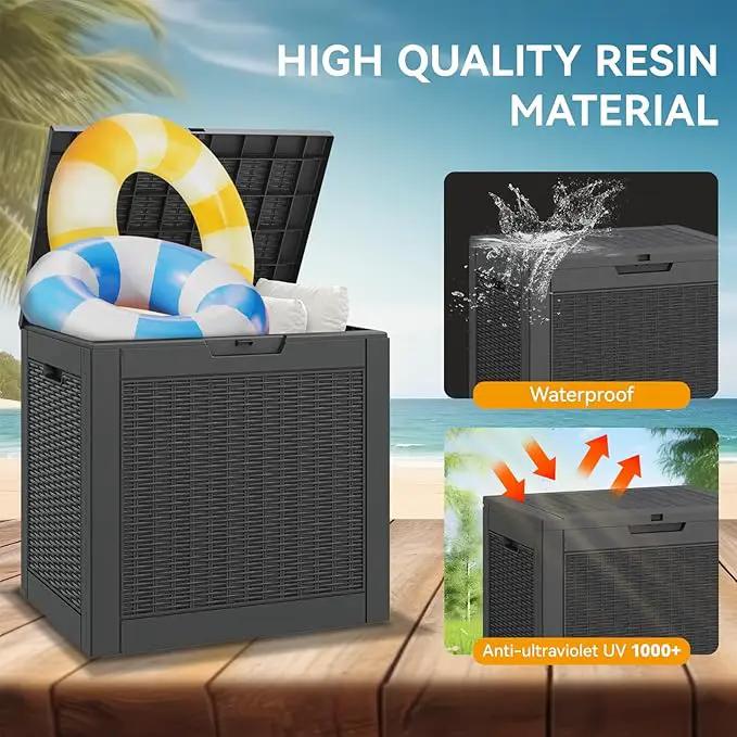 NUNU LAB 30 Gallon Waterproof Outdoor Storage Box, Lockable Resin Deck Box Bench for Patio Cushions, Garden Tools, Pool Accessories & Package Deliveries – Black by GreenHaven Gardens