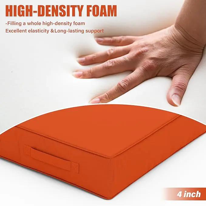 Patio Chair Cushions 19 X 19 X 4 Inch Waterproof Outdoor Seat Cushions for Patio Furniture, Outdoor Sofa Couch Pads with Ties & Handle, Set of 2, Orange by GreenHaven Gardens