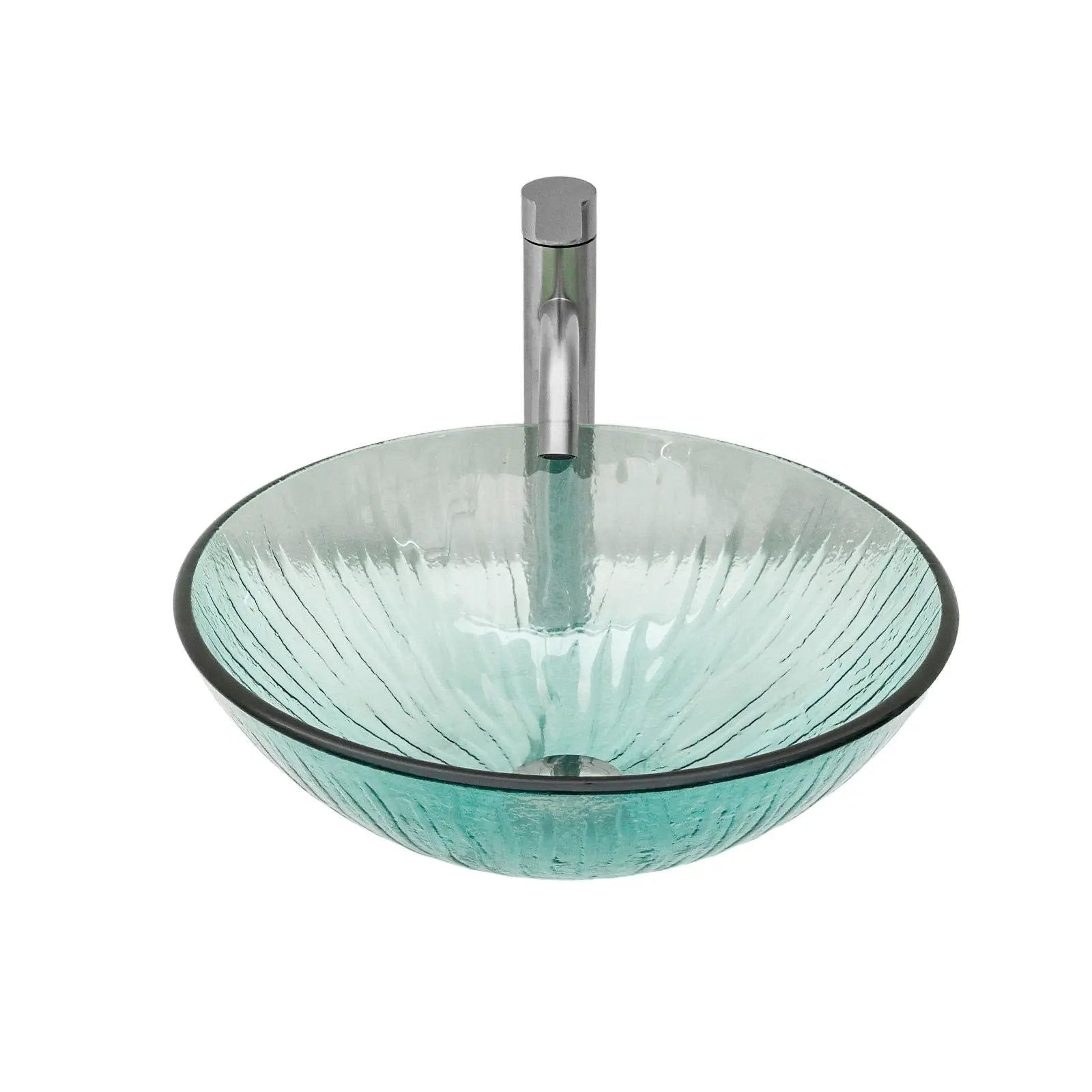 Vessel Sink With Trim, Round Bowl, Pop Up Drain (No Faucet) - Green by HouseOfZazla