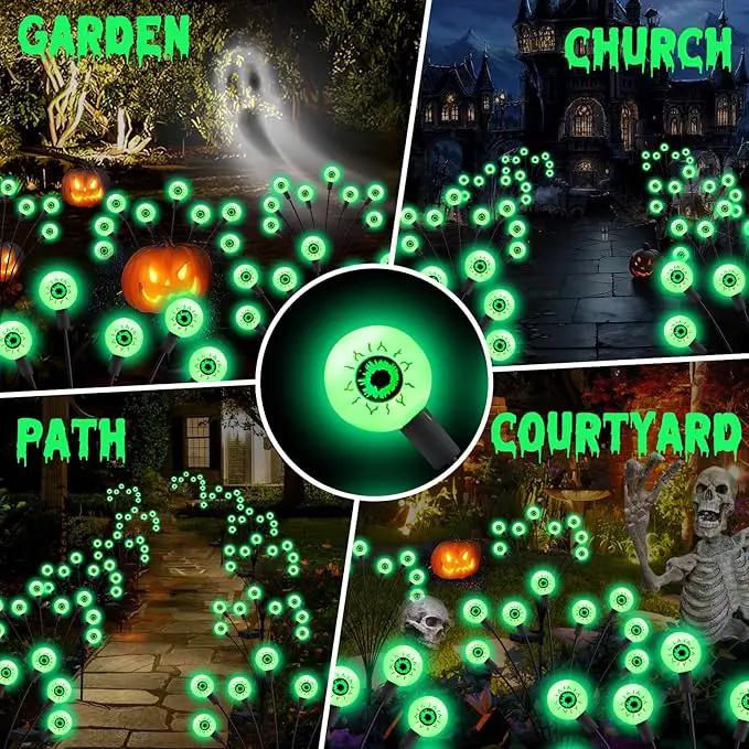 ASMAD Halloween Decorations Outdoor Solar Scary Eyeball Lights, 4Pack 32LEDs Green Eyeball Swaying Firefly Light, Waterproof Halloween Path Lights for Garden/Yard/Patio/Party Decor by GreenHaven Gardens