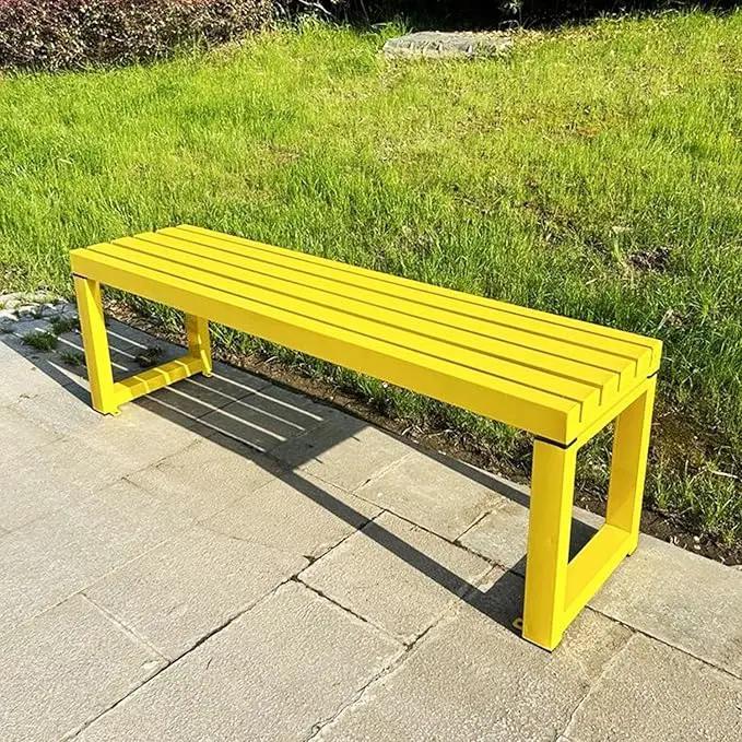 Weatherproof Metal Dining Bench, Outdoor Bench Backless Patio Bench 2-Person Farmhouse Bench Garden Bench for Kitchen, Living Room, Entryway(Yellow,59in) by GreenHaven Gardens