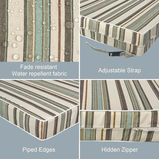 LVTXIII Patio Chair Cushions 22"x22"x3", Water-Repellent Outdoor Seat Cushions for Patio Furniture, Square Chair Pads with Ties for Home Garden Decoration, Set of 2, Stripe Onyx by GreenHaven Gardens
