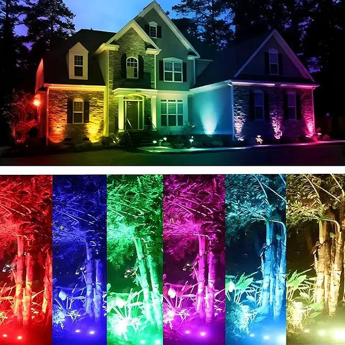 RGBW Spotlight Outdoor 12W LED Warm White Landscape Lights 120V Landscape Lighting with 3-Pin US Plug Waterproof Spot Lights Outdoor for Yard Garden Patio Lawn Decorative(2Pack) by GreenHaven Gardens