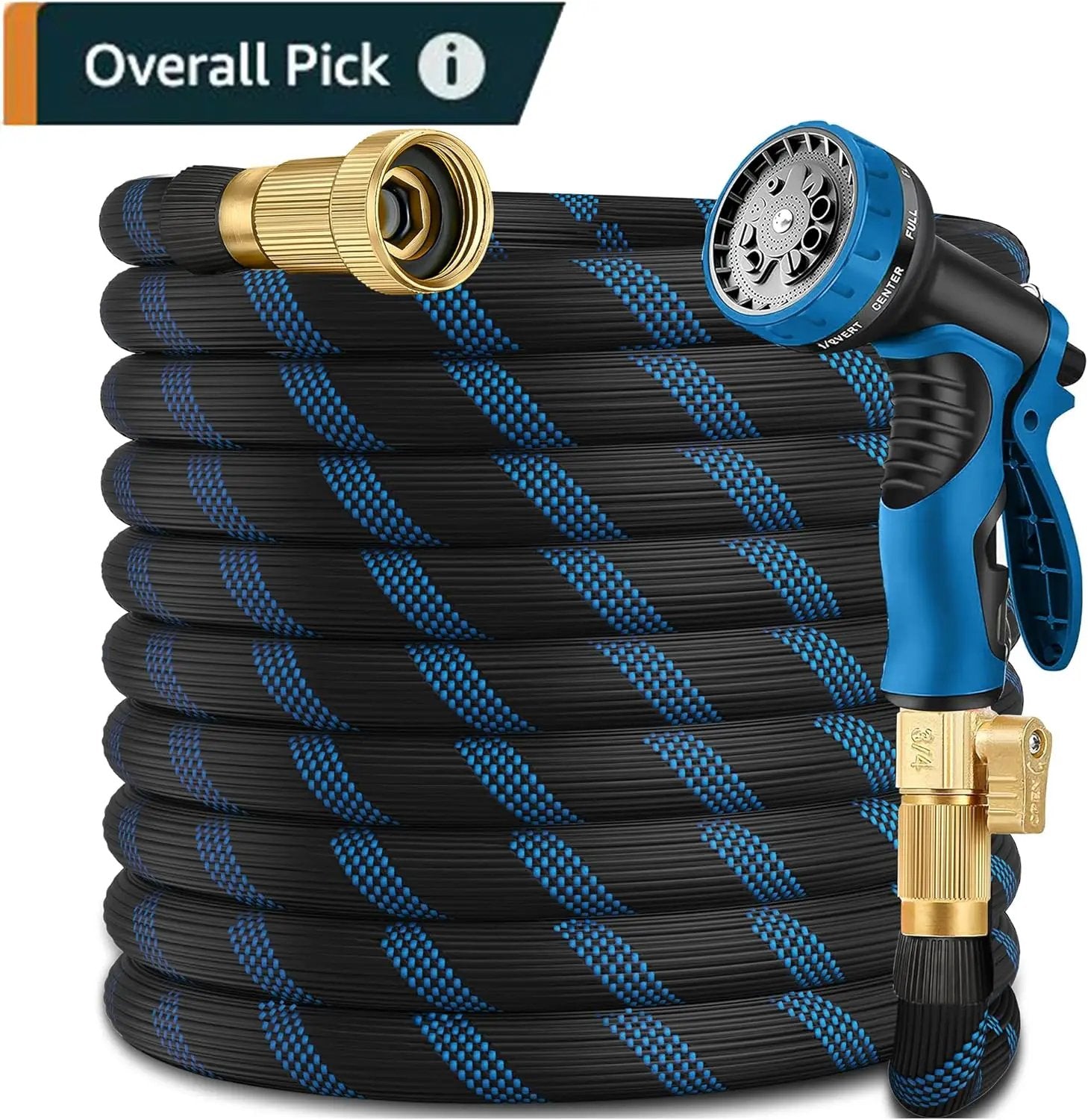 Garden Hose 50 ft -Heavy Duty Water Hoses - Flexible&Lightweight Car Washing Pipe with Strain Reliefs,Kink-free Rubber Hoses with Spray by GreenHaven Gardens