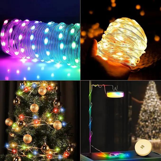 Camping String Lights, 4 in 1 Quick Storage 32.8FT Rechargeable Tent Lights with 6 Modes Hanging Waterproof Camp Lamp Camping Essentials for AwnTent Hiking Garden Bedroom Festival (Warm White)-2Pack by GreenHaven Gardens