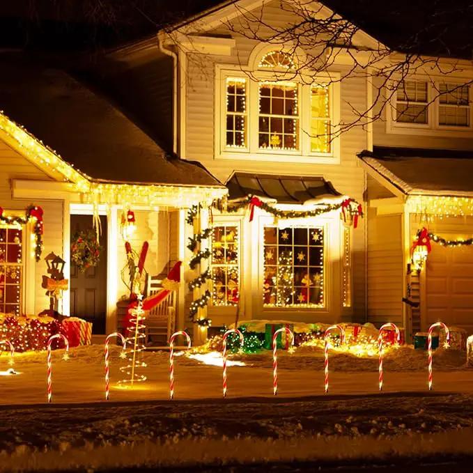 22" Candy Cane Lights Outdoor Pathway 2PK 12 PCS Candy Cane Christmas Decorations 8 Modes Solar Candy Cane Lights with Star Total 15FT Christmas Pathway Lights Outdoor for Xmas Yard Garden Walkway by GreenHaven Gardens