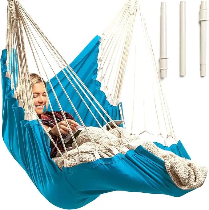 Hanging Hammock Chair Swing – Hanging Chair Outdoor & Indoor - Hammock Swing Chair – Quick & Easy Setup with Hardware Kit – Durable & Spacious Full Body Support – Holds 440 Lbs by GreenHaven Gardens