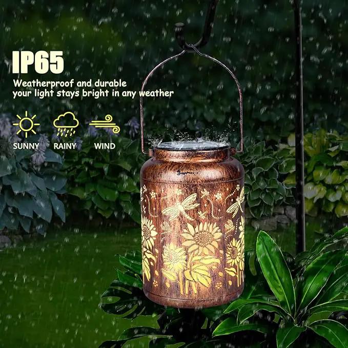 Solar Lanterns, Hanging Solar Lights for Outside, Dragonfly Sunflower Outdoor Lantern, Waterproof Garden Decor for Porch, Yard, Deck, Lawn, Backyard, Patio, Tabletop, Pathway, Landscape by GreenHaven Gardens
