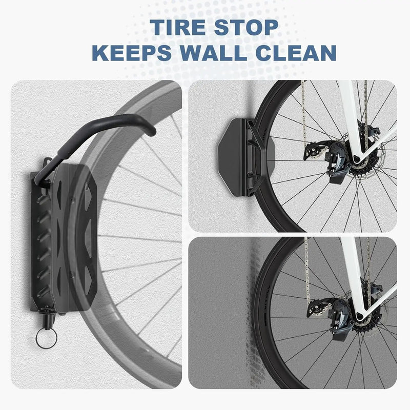 QAQ Swivel Bike Wall Mount, Vertical Bike Rack Garage Holds Up to 66lbs, Bike Hooks for Garage Space-Saving, Easy to Install - 2 Pack by GreenHaven Gardens