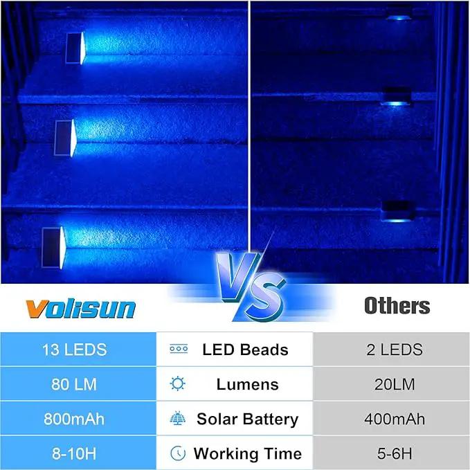 VOLISUN Solar Stair Lights 12 Pack, Solar Step Lights Outdoor Waterproof IP67, LED Outdoor Step Light,Outdoor Light Decor for Garden Stair, Deck, Front Step and Front Porch（Blue Lighting） by GreenHaven Gardens