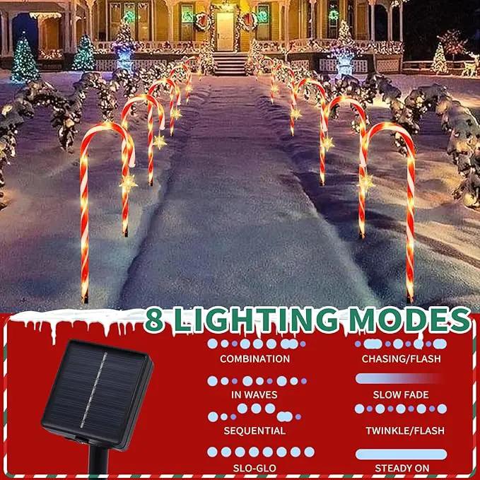 22" Candy Cane Lights Outdoor Pathway 2PK 12 PCS Candy Cane Christmas Decorations 8 Modes Solar Candy Cane Lights with Star Total 15FT Christmas Pathway Lights Outdoor for Xmas Yard Garden Walkway by GreenHaven Gardens