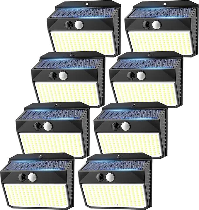 Solar Lights Outdoor, 150 LED, 8 Pack, Motion Sensor, IP65 Waterproof, 3 Lighting Modes, Solar Powered Light Fixture for House, Garden, Patio, Fence, Garage by GreenHaven Gardens