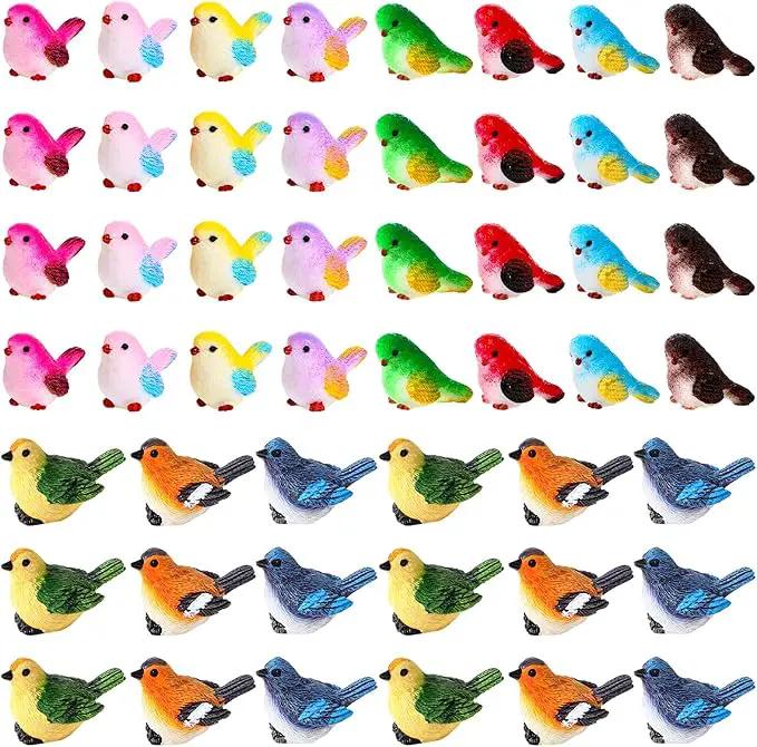 Wenqik 100 Pcs Mini Resin Bird Figurines Miniature Small Birds Figurines Realistic Animal for Fairy Terrarium Craft Garden Accessories Home Ornament Micro Landscape Birthday Cake Toppers Decor by GreenHaven Gardens