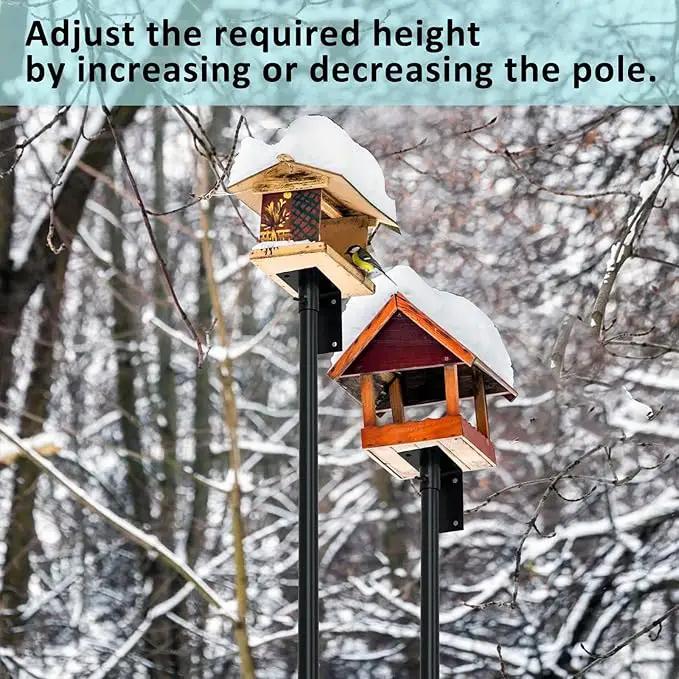 ERYTLLY Bird House Pole Mount Kit 80 Inch - Adjustable Hummingbird Bird Feeder Post Support Rod Universal Stand Set with 5 Prongs for Outdoor, Yard, Garden Decor, Black by GreenHaven Gardens