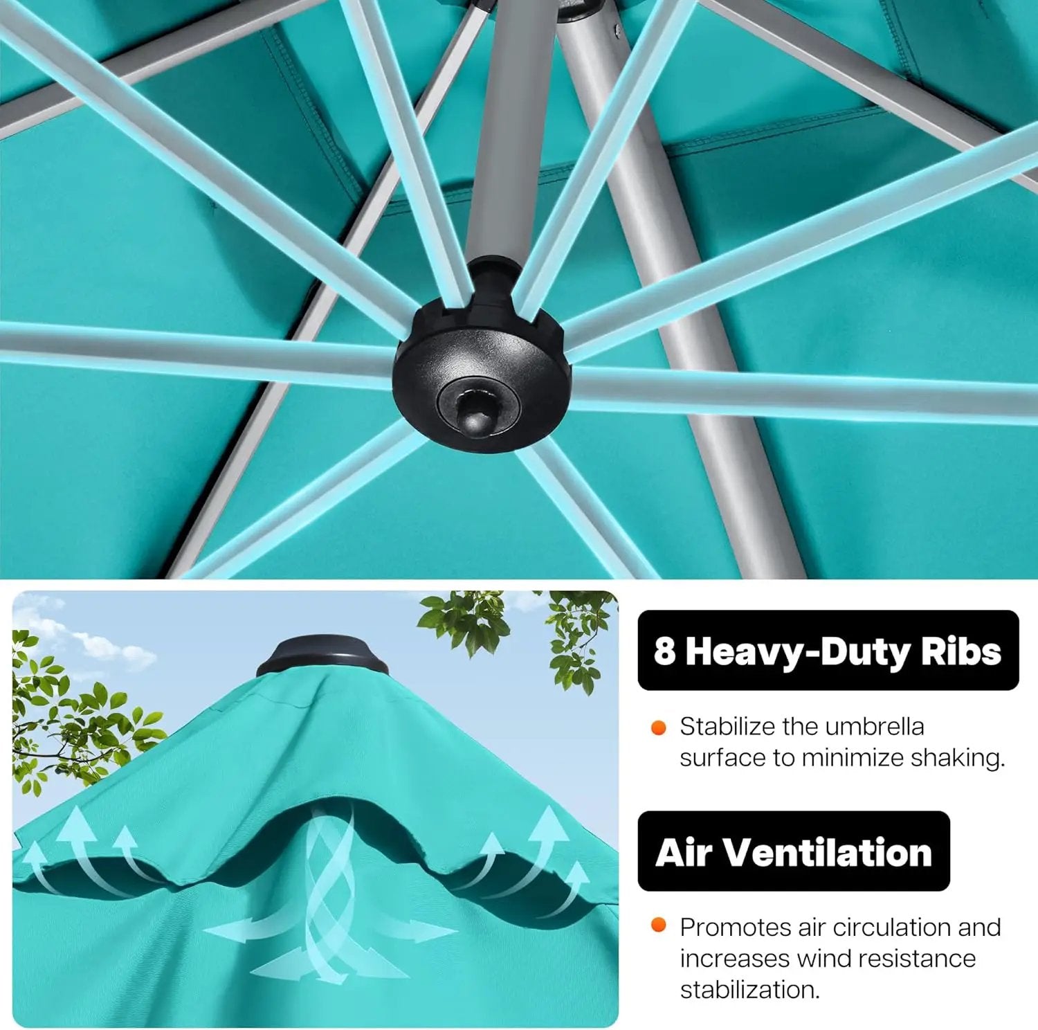 Patio Umbrella, 11FT Outdoor Cantilever Umbrella with 360-degree Rotation for Garden, Deck, Backyard, Pool and Beach, Turquiose by GreenHaven Gardens