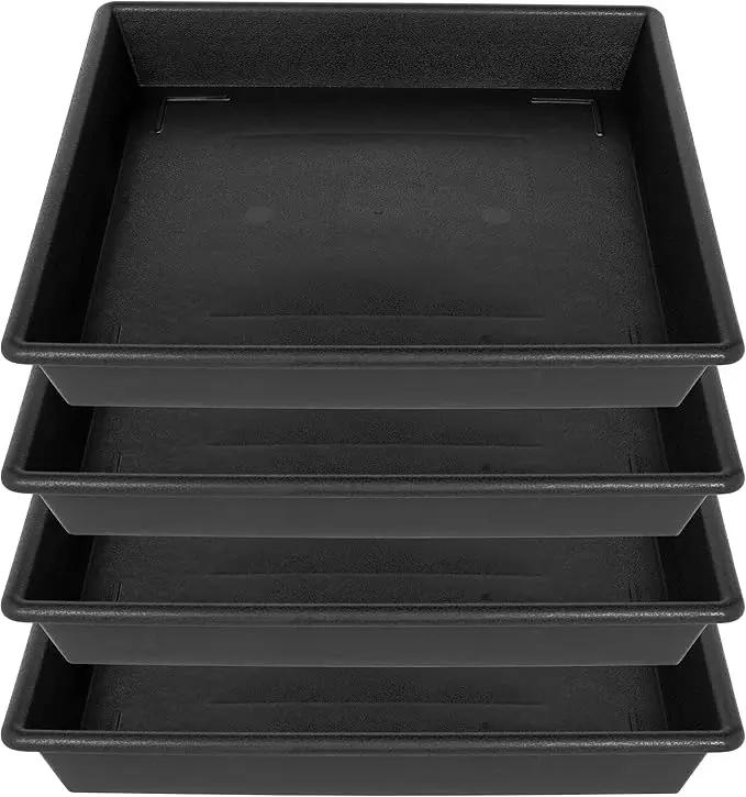 Square Plant Saucer 16 Inch 4 Pack, Plant Stand Plant Trays for Pots Heavy Duty Plastic Plant Saucers for Indoors Outdoors, Flower Pot No Holes Terracotta Plant Lover Gardening Gifts by GreenHaven Gardens