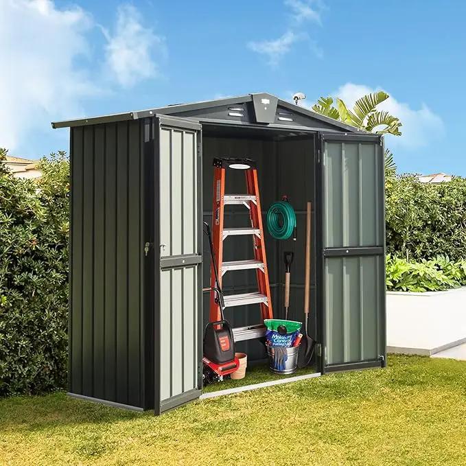 Domi Outdoor Storage Shed 5.7' x 3’, Metal Garden Shed with Galvanized Steel Frame for Bike, Tools, Lawn Mowers, Pool Toys, Outdoor Storage Cabinet with Lockable Door for Garden Lawn Patio (Dark Grey) by GreenHaven Gardens