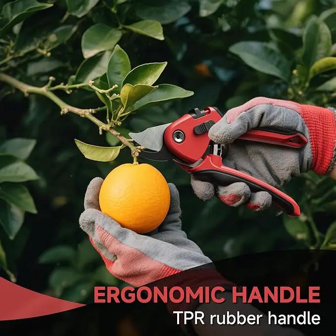 8-Inch Professional Pruning Shears - SK5 Steel Blades, Non-Stick Coating, Ergonomic Design, Suitable for Thick Branches, Safety Lock by GreenHaven Gardens