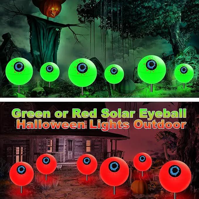 Outdoor Solar Lights Waterproof Decorations, 6 Pack Solar Globe Lights for Garden Decorations, Outside Ghost Solar Scary Eyeball Pathway Lights Decor for St. Patrick's Day Tree Garden Lawn Yard by GreenHaven Gardens
