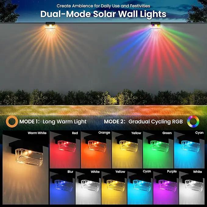 SOLPEX Solar Fence Lights Outdoor,Solar Deck Lights Waterproof Led Solar Lights for Outdoor Stairs,Step,Patio,Yard,Garden,Balcony and Porch,12 Pack Shell-Like Light Spots(Black Shell,Warm White&RGB) by GreenHaven Gardens