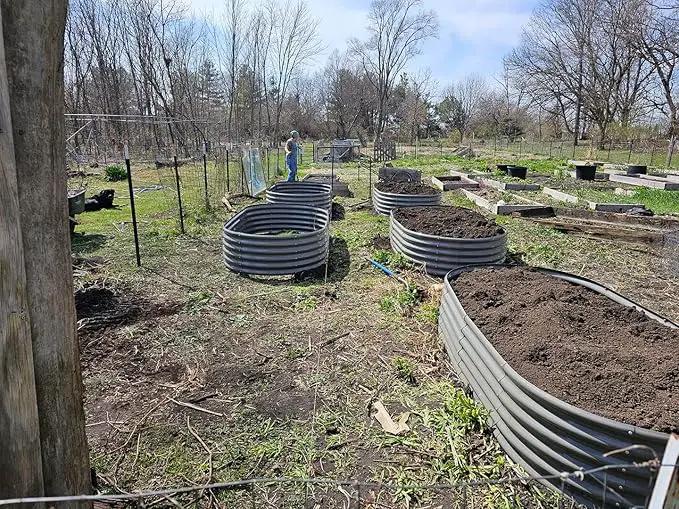 A ANLEOLIFE 8X4X1.5 ft Galvanized Raised Garden Beds Outdoor, Oval Large Metal Planter Box for Planting Vegetables Flowers Herb, Anti-Rust & Easy-Setup, Quartz Grey by GreenHaven Gardens