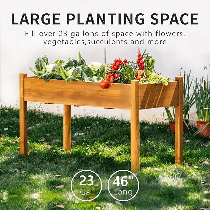 Premium Fir Wooden Raised Garden Bed with Four Legs for Backyard and Balcony Gardening,Suitable for Indoor and Outdoor use,49.5''×23.5''×30'' by GreenHaven Gardens
