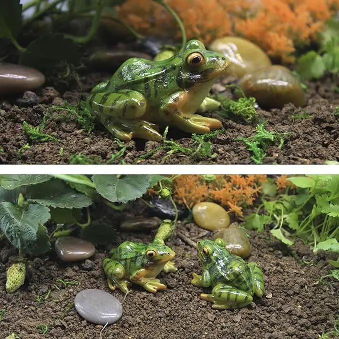 Miniature Frog Figurine, Fish Tank Decoration for Miniature Fairy Garden and Terrarium Statue(4 pcs) by GreenHaven Gardens