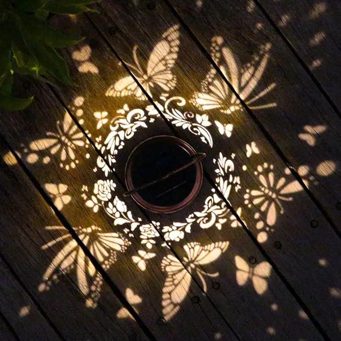 2 Pack Solar Butterfly Lanterns Outdoor Hanging Decor Lantern,Waterproof Hollow Out Retro Metal Decorative Garden Light,Graceful Decoration for Patio,Yard,Landscape,Festival by GreenHaven Gardens