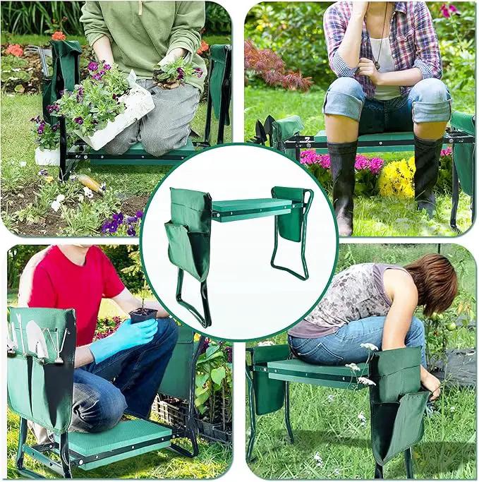Foldable Garden Kneeler and Seat with 2 Gardening Tool Pouches Multiuse Bench with Soft Kneeling Pad,Gardening Gifts for Women Men Gardener Parent Elders Christmas by GreenHaven Gardens