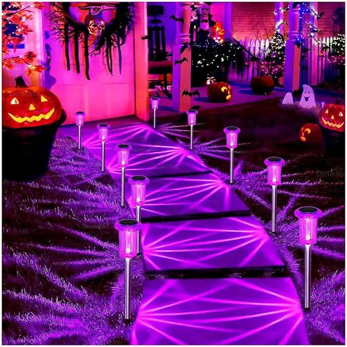 DenicMic Solar Lights Outdoor Pathway Lights LED Waterproof Acrylic Lamp Head Stainless Steel Stake for Yard Garden Landscape Path Walkway Driveway Patio Lawn (Purple 15Pack) by GreenHaven Gardens