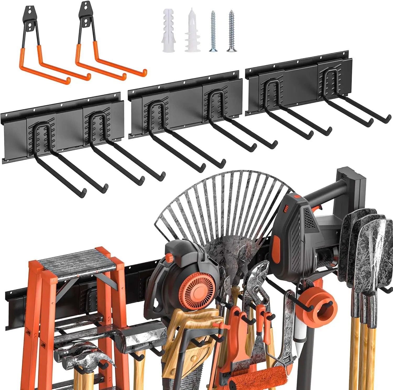Garage Storage, Ultimate Wall-Mounted Garage Organizer for Men 48Inch, Heavy Duty 440lbs Tool Rack with Adjustable Metal Hooks Yard, Shed & Workshop Storage for Tools, Bikes, Snowboards Gift by GreenHaven Gardens