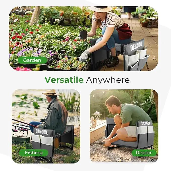 Garden Kneeler and Seat with Upgraded Wide & 3" Thick Kneeling Pad, Heavy Duty Garden Stool with 2 Large Tool Bags, Portable Bench for Planting, Weeding, Gardening Gifts for Women, Men, Seniors by GreenHaven Gardens