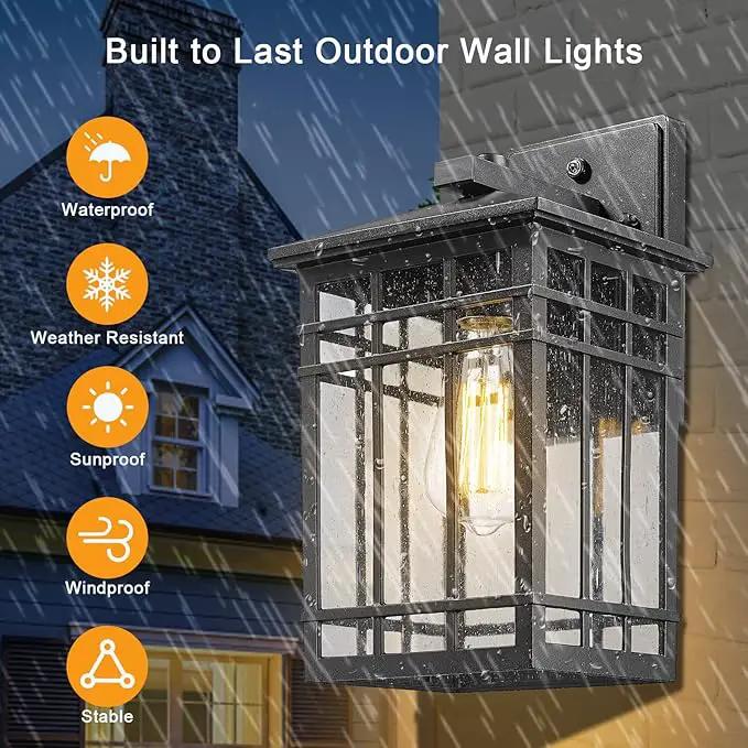 Dusk to Dawn Outdoor Wall Lantern,Exterior Wall Mount Light, 1-Light Outdoor Wall Lighting Fixture for Porch,Garage, Patio, Hallway and Entryway (Black-Wall Light, 1 Pack),DDAMS-W18 by GreenHaven Gardens
