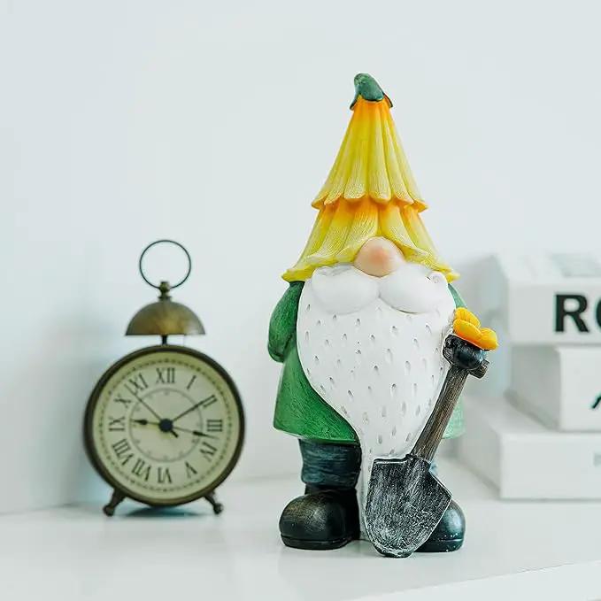 Topadorn Garden Gnome Outdoor Gnome Statue Resin Sculpture Outdoor Figurine with Yellow Hat for Garden Decoration,11 Inch by GreenHaven Gardens