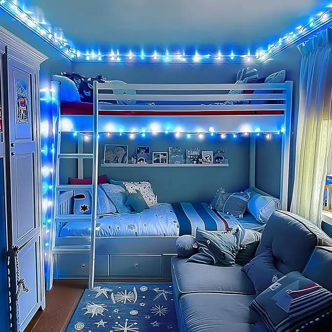 JMEXSUSS Blue and White String Lights Outdoor Indoor, 200 LED Christmas String Lights Clear Wire, 66ft Christmas Lights Plug in for Bedroom Tree Room Party Decorations by GreenHaven Gardens