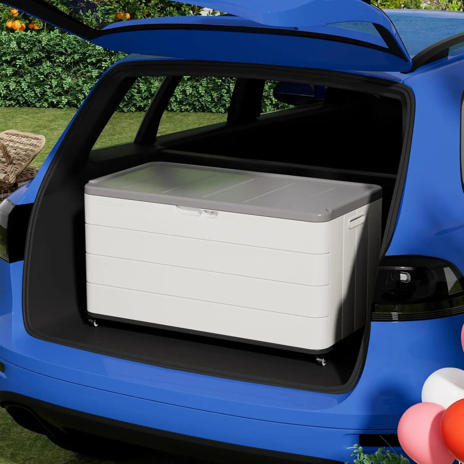 100GAL White Resin Deck Box with Wheels – Lockable, Waterproof, SGS-Tested UV Resistance, Spacious Outdoor Storage for Patio Cushions & Pool Gear, Easy Assembly by GreenHaven Gardens