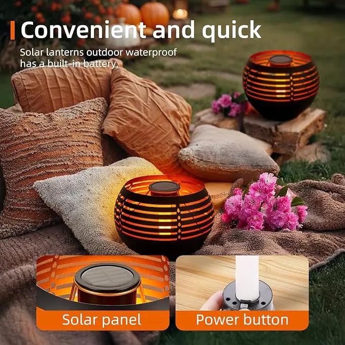 Outdoor Waterproof Lantern, High-Quality Flame Solar-Powered LED Light, Perfect for Gardens, Patios, Deck, Desktops, Pathways, Landscapes, and Lawns Decorations. (L1048) by GreenHaven Gardens
