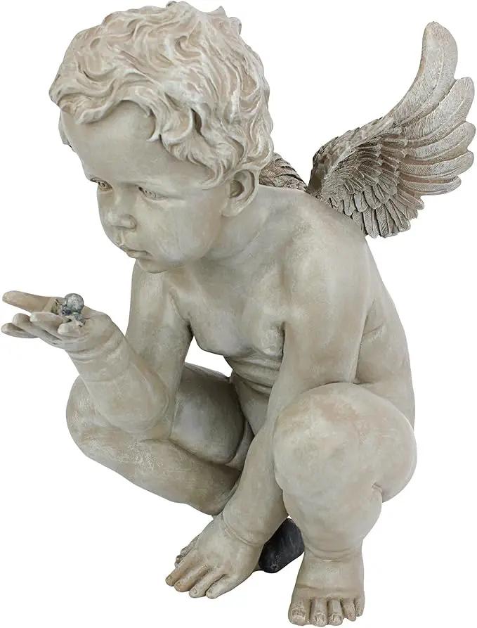 Design Toscano EU4360 Life's Mysteries Cherub Garden Statue, 15 Inch, Antique Stone by GreenHaven Gardens