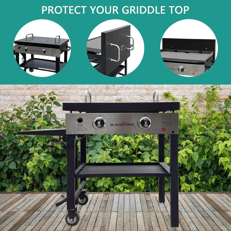5003 Hard Cover for Blackstone 28" Griddle, and 1529 Heavy Duty Grill Cover for Blackstone 28" Griddle, Black by GreenHaven Gardens