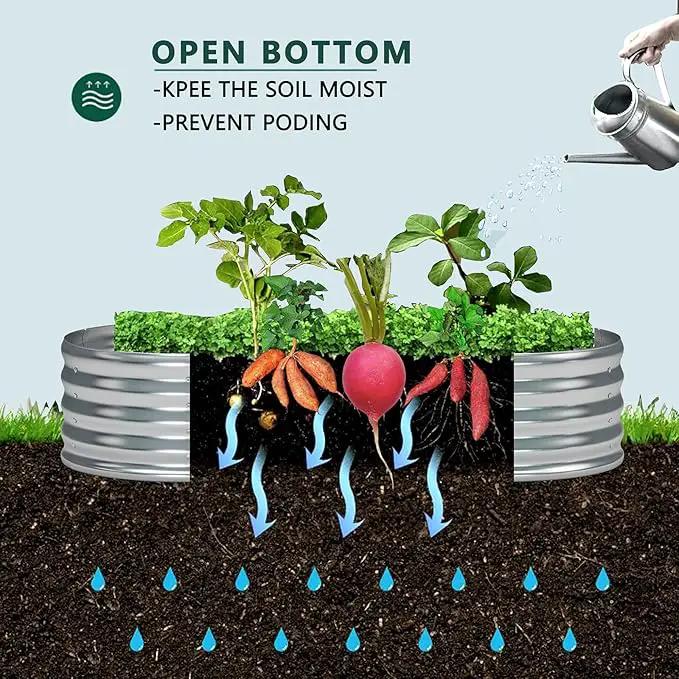 zizin 2 Pack Galvanized Raised Garden Bed Metal Oval Raised Garden Beds Outdoor Planter Box for Vegetables (12x2x1FT, Silver) by GreenHaven Gardens