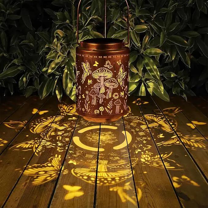 2 Pack Solar Lanterns Outdoor Waterproof Butterfly Garden Decor Gifts for Women Mon Grandma Metal Hanging Solar Lights Decoration for Outside LED Lanterns for Yard Patio Lawn(Mushroom) by GreenHaven Gardens