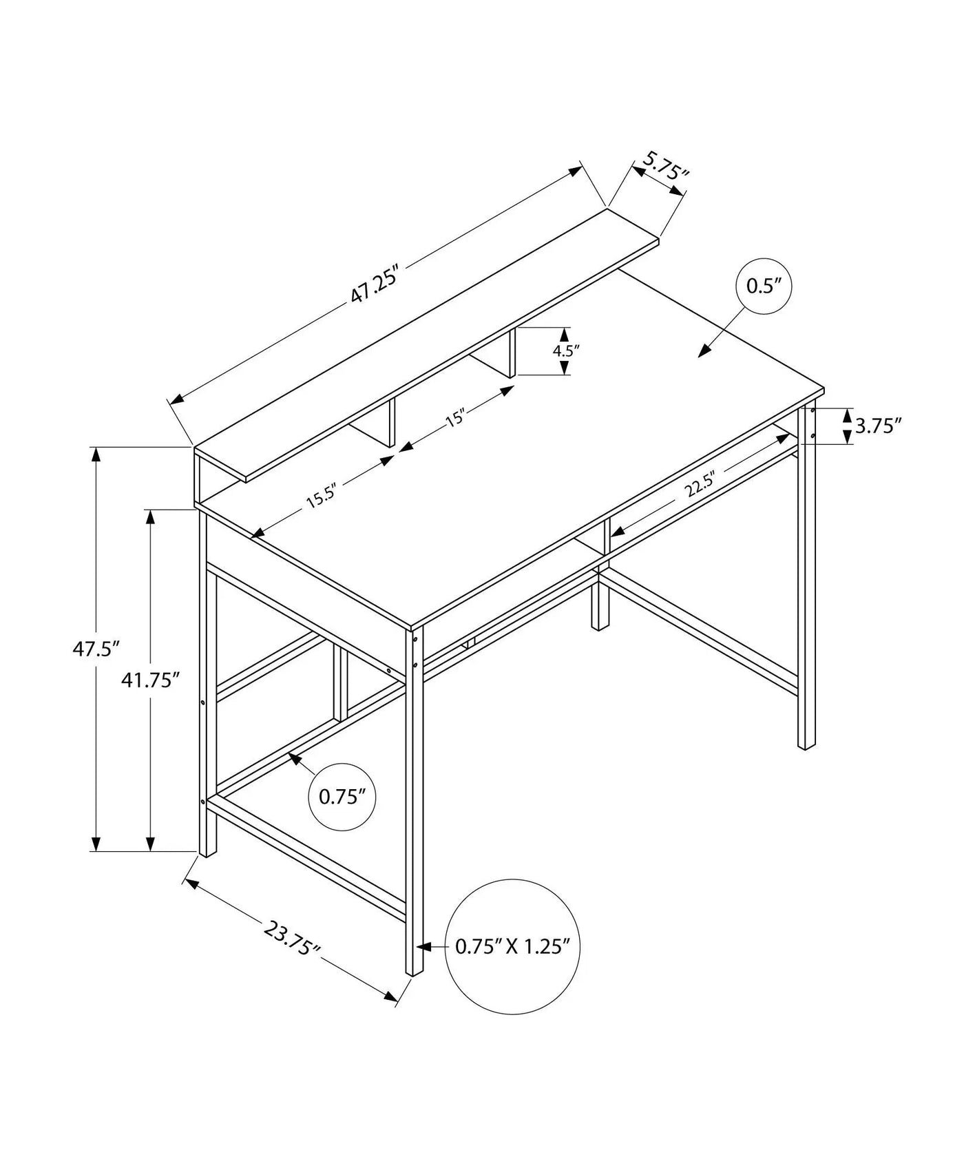 Computer Desk for Home Office with Standing Storage Shelves by HouseOfZazla