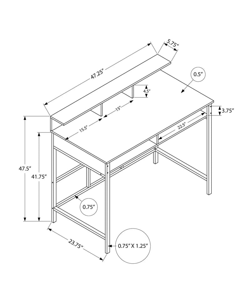 Computer Desk for Home Office with Standing Storage Shelves by HouseOfZazla