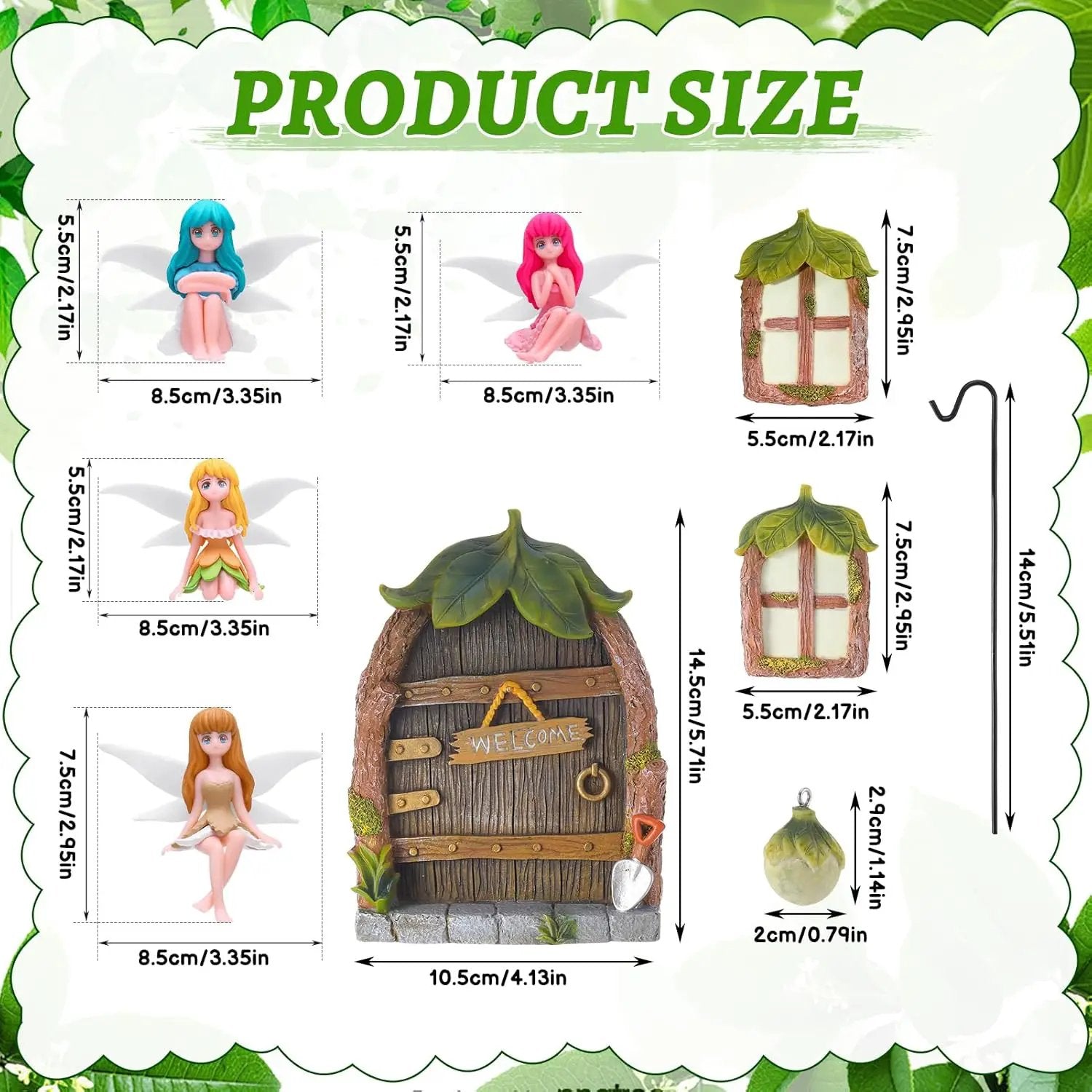 Glowing Miniature Fairy Garden Accessories, 4-Piece Miniature Fairy Figurines Glow in The Dark Fairy Door and Windows for Trees Set, Resin Light Up Sculpture Kit for Outdoor & Indoor Gardens by GreenHaven Gardens
