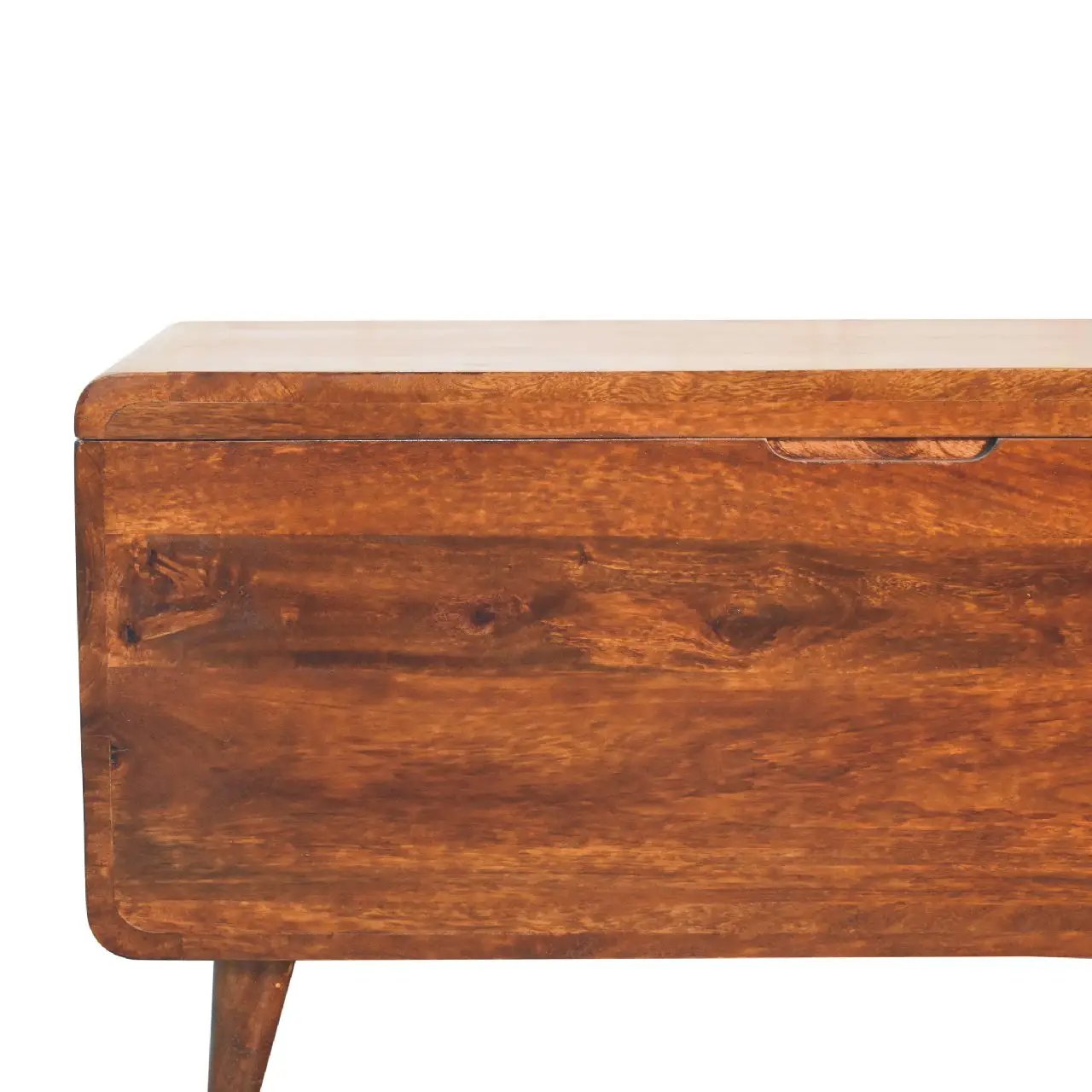 Solid Wood Curved Chestnut Blanket Box by HouseOfZazla
