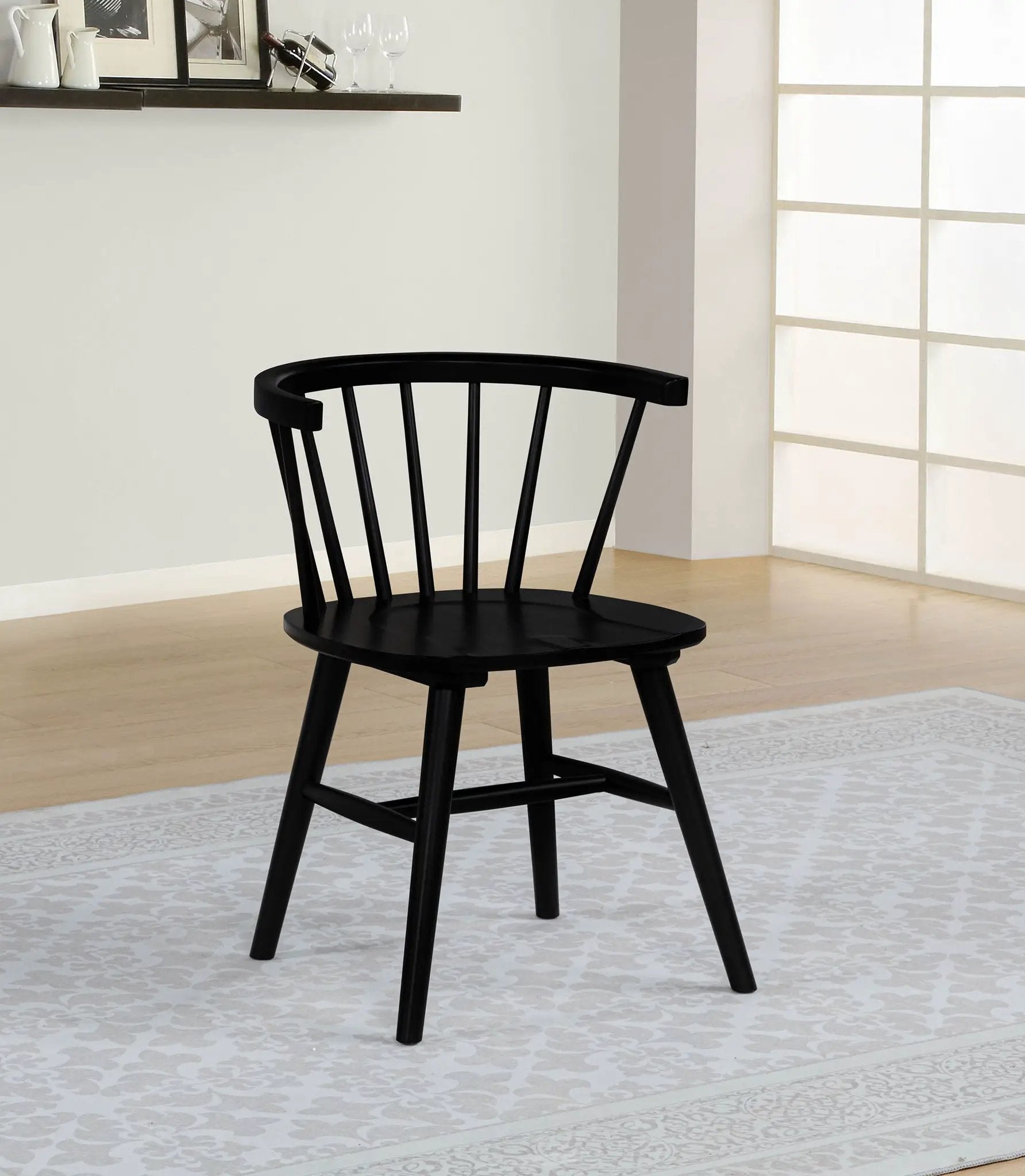Jeffries Windsor Wood Dining Side Chair Black (Set of 2) by Unique Piece Furniture