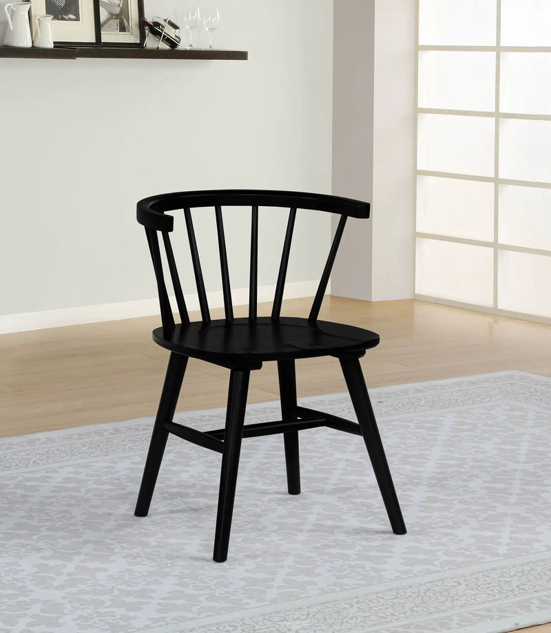 Jeffries Windsor Wood Dining Side Chair Black (Set of 2) by Unique Piece Furniture